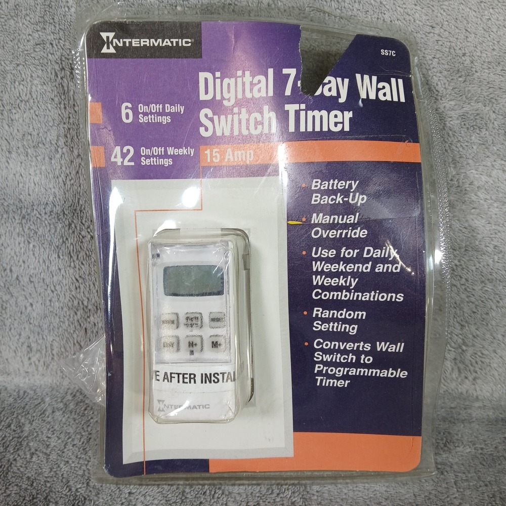 Intermatic Digital 7-Day Wall Switch Timer SS7C 15 Amp White Programmable Switch